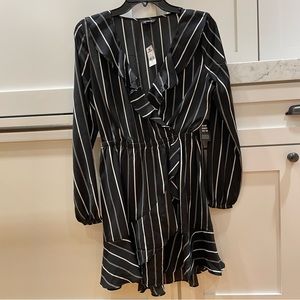Black and white wrap dress